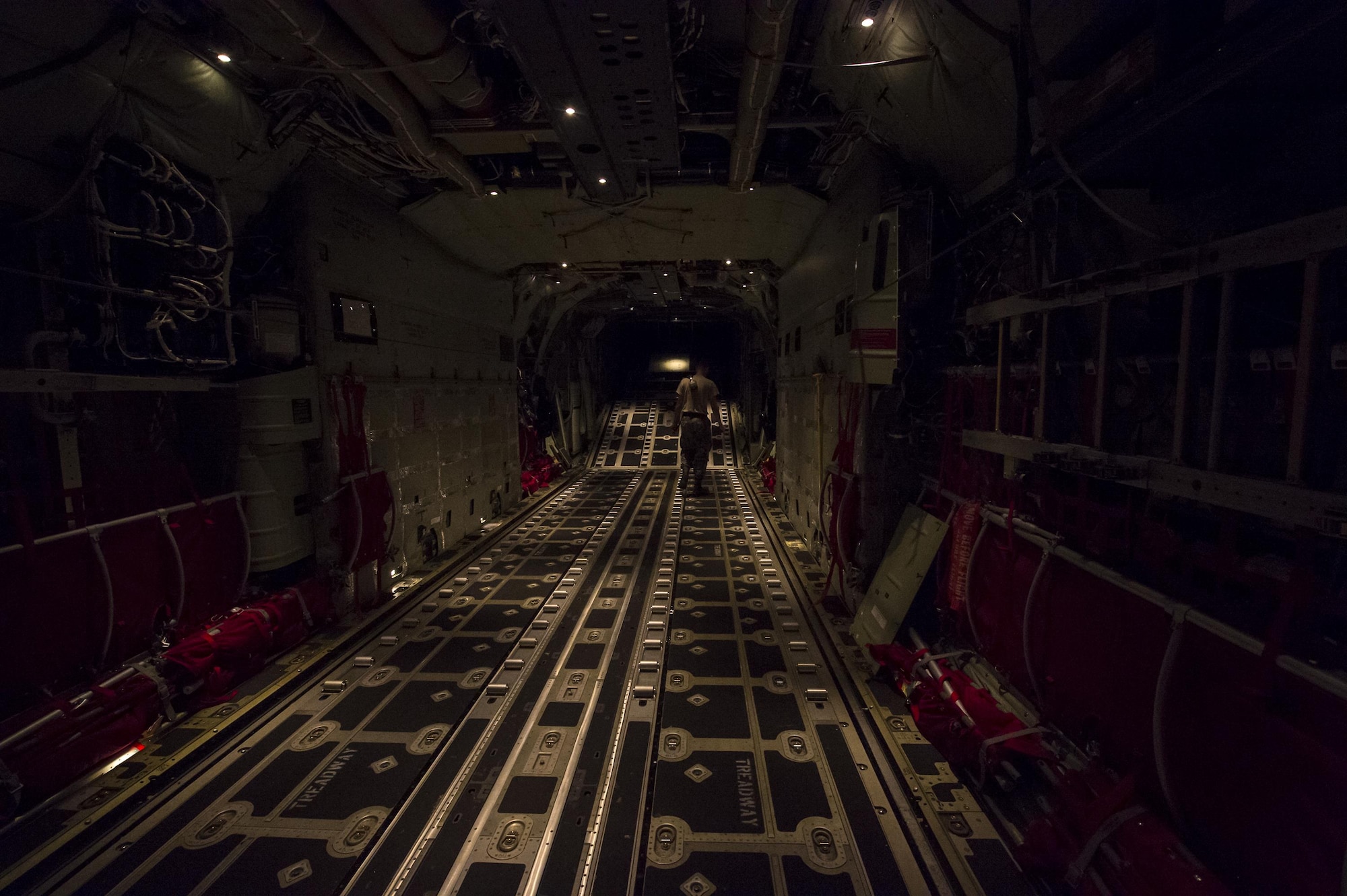U.S. Air Force Senior Airman Nolan Miller, 723d Aircraft Maintenance Squadron communication and navigation journeyman, checks an HC-130J Combat King II for debris before opening the aircraft, Aug. 17, 2016, at Moody Air Force Base, Ga. When an HC-130J lands and goes through a post and pre-flight inspection, Miller ensures the onboard camera is clean and operational for the next flight. He also helps other specialists complete their tasks and ensures there is no debris on the flightline to avoid damage to aircraft. (U.S. Air Force photo by Airman 1st Class Janiqua P. Robinson)