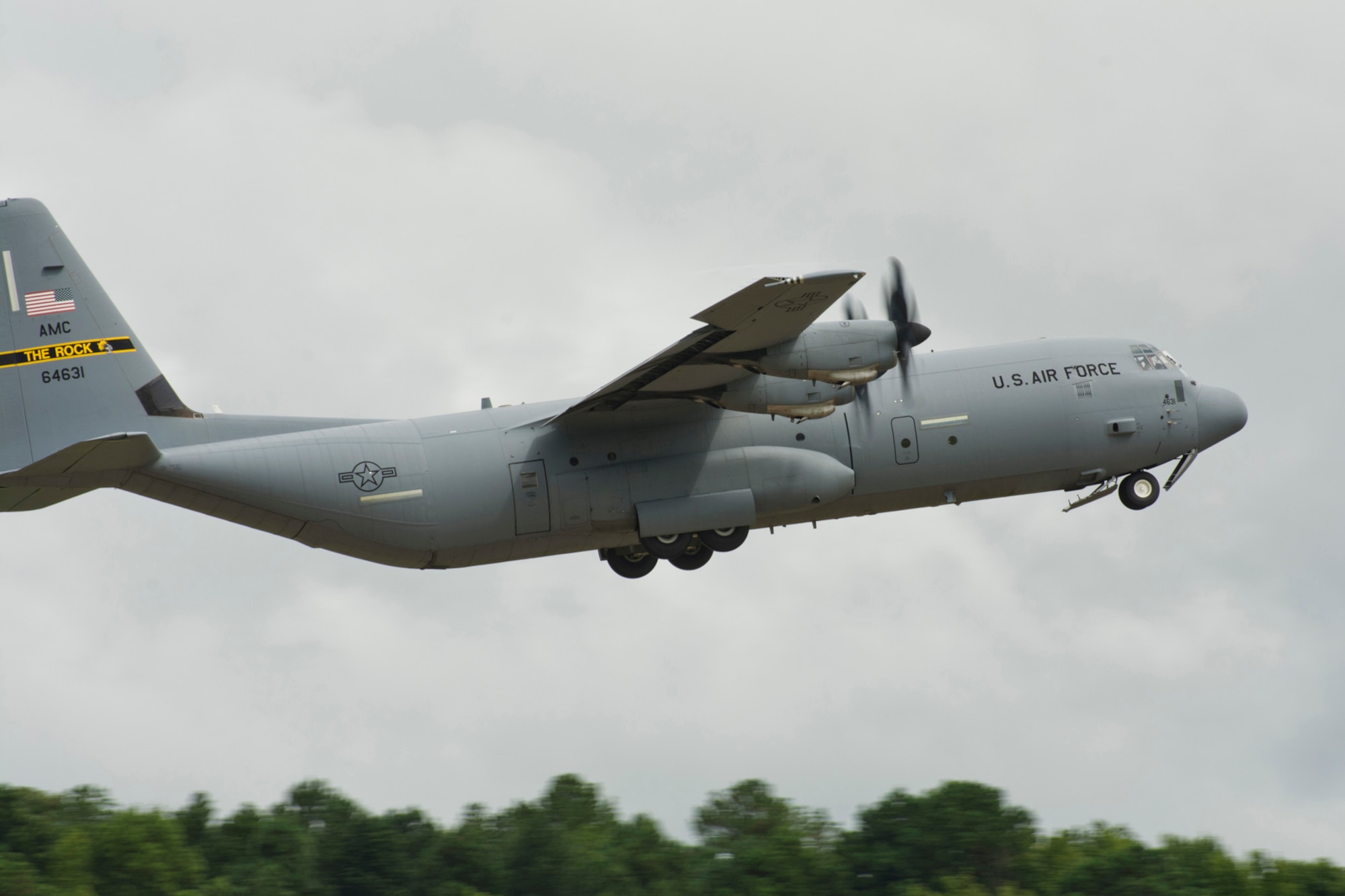 A C-130J takes off at Little Rock Air Force Base, Ark., Aug. 13, 2016. The aircraft and aircrew were part of a two-ship mission during a Unit Assembly Training weekend, which was the first time since the 913th Airlift Group transitioned from the “H” to the “J” model. (U.S. Air Force photo by Master Sgt. Jeff Walston)