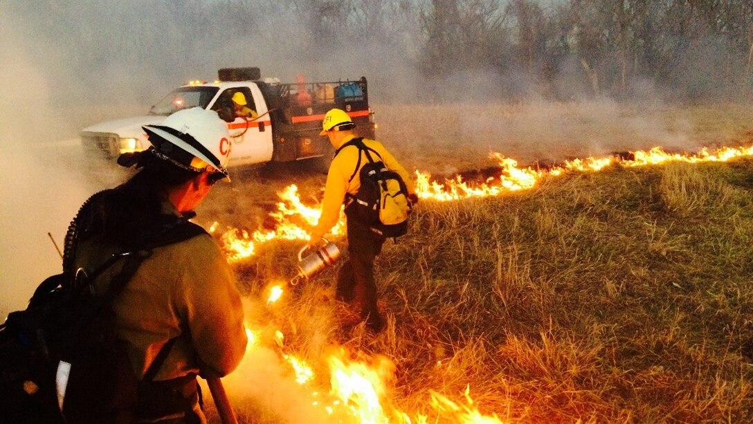 Controlled burns at the Sunflower Local Training Area in Kansas are an example of environmental services provided by the Louisville District to the 88th Regional Support Command.