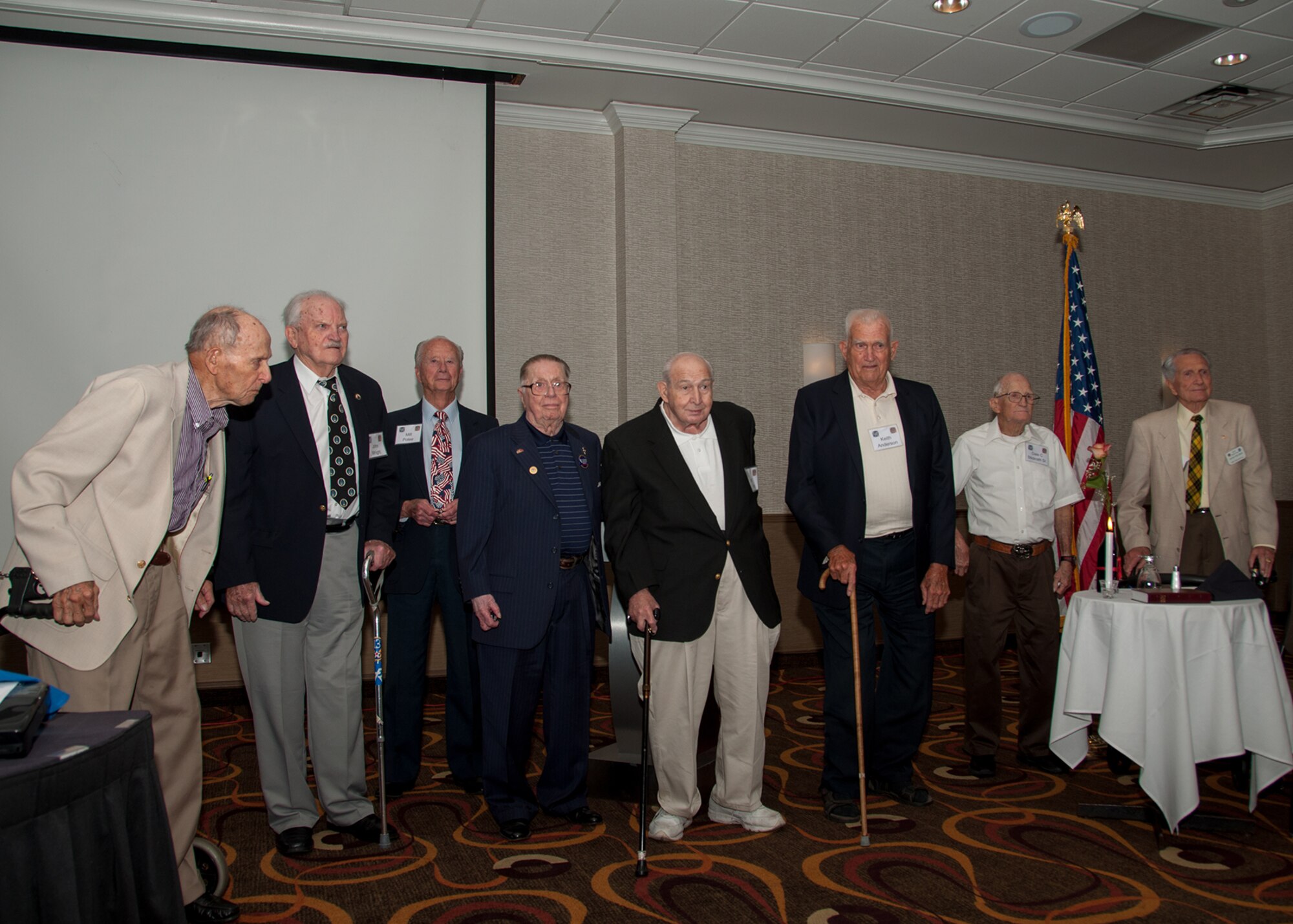 Members of the 307th Bombardment Group and 13th Air Force were given challenge by Col. Denis Heinz, commander of the 489th Bomb Group, which falls under the current 307th Bomb Wing. The coins were presented during the annual reunion banquet on August 13, 2016 and have both the B-52, the B-24, along with the slogan, “The Long Rangers ride again!”  (U.S. Air Force photo by Master Sgt. Laura Siebert/Released)