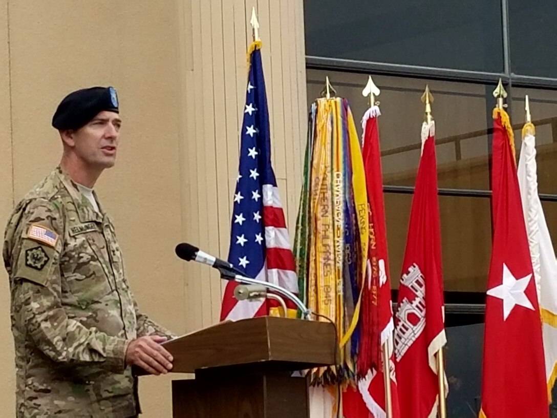 Colonel D. Peter Helmlinger assumed command of the U.S. Army Corps of Engineers South Pacific Division, August 18, 2016, during a formal change of command ceremony at the Bay Model Visitor Center in Sausalito, California. 