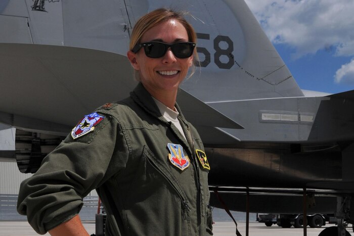 Maj. Ashley Rolfe is the first female fighter pilot for the Air National Guard’s 104th Fighter Wing. Rolfe’s swearing in ceremony took place at Barnes Air National Guard Base, Mass., July 26, 2016. Air National Guard Photo by Master Sgt. Julie Avey