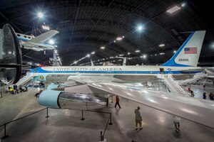 The VC-137C Air Force One (SAM 26000) in the Presidential Gallery  at the National Museum of the United States Air Force. (U.S. Air Force photo by Jim Copes)