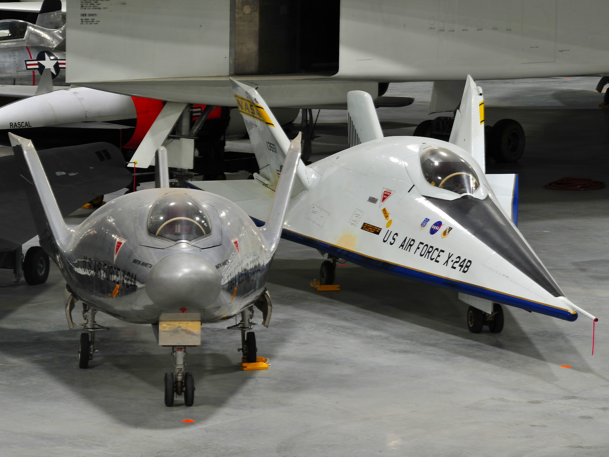Dayton, Ohio -- The Martin X-24A and Martin X-24B in the Space Gallery at the National Museum of the U.S. Air Force (U.S. Air Force photo by Ken LaRock)