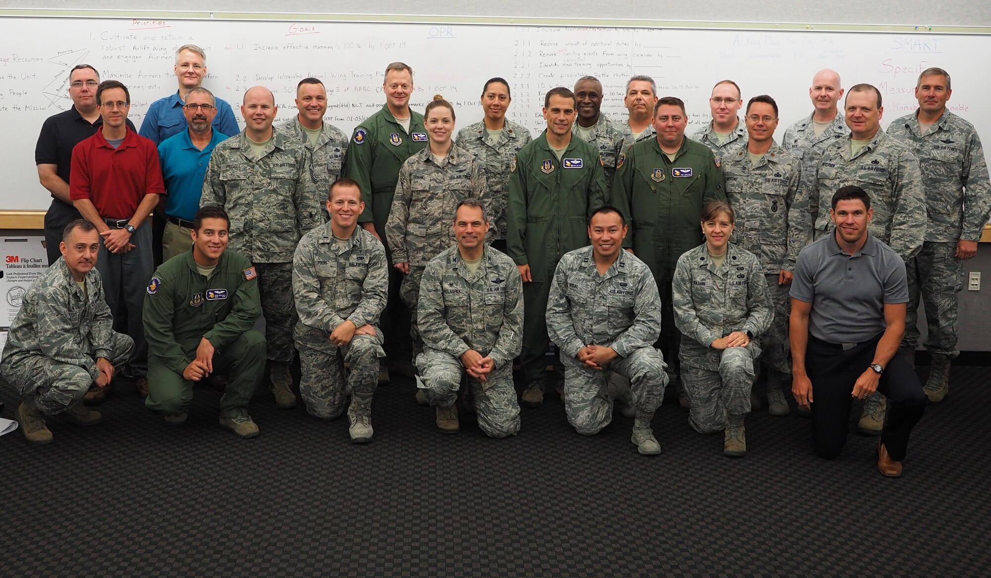 Members of the 934th Airlift Wing Strategic Planning Team pose for a photo Aug. 18 before concluding the three-day event.