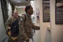Air Commandos process a simulated deployment line at the Deployment Control Center on Hurlburt Field, Fla., Aug. 15, 2016. Airmen with the 1st Special Operations Wing departed for Wright Patterson Air Force Base, Ohio, to participate in Task Force Exercise Olympus Archer. Olympus Archer will maximize training opportunities for more than 230 Air Commandos, with an emphasis on medical and flying operations. (U.S. Air Force photo by Staff Sgt. Christopher Callaway) 