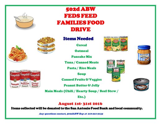 Feds Feed Families Food Drive Seeking Donations Through Aug. 31 > Joint ...