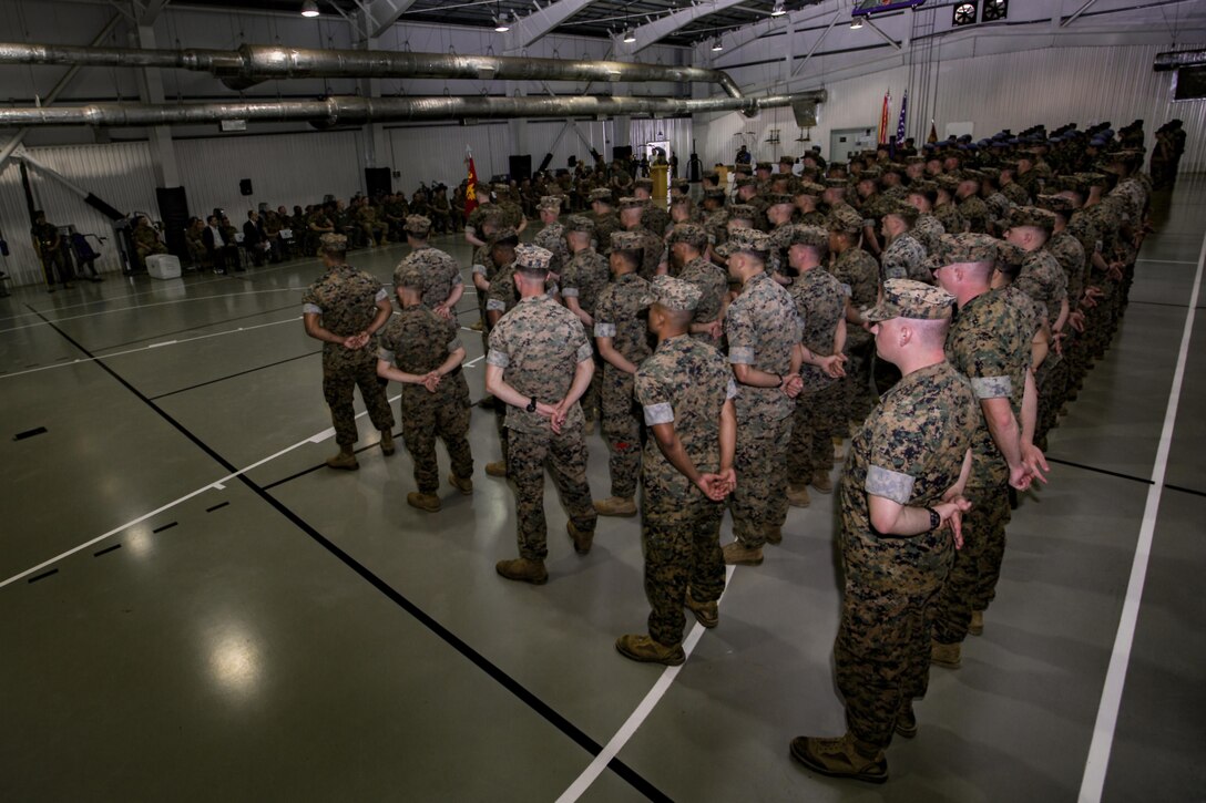 U.S. Marines with 1st Battalion, 8th Marine Regiment and 2nd Battalion, 8th Marine Regiment stand in formation with Romanian soldiers during the Black Sea Rotational Force transfer of authority on Mihal Kogalniceanu Air Base, Romania, Aug . 1, 2016. After six months, eight major exercises and more than 40 military-to-military engagements with 15 partner nations the Marines of 2/8, rotation 16.2,  relived 1/8,rotation 16.1. (U.S. Marine Corps photo by Lance Cpl. Timothy J. Lutz)