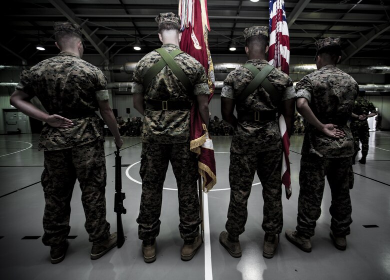 U.S. Marines with 1st Battalion, 8th Marine Regiment and 2nd Battalion, 8th Marine Regiment stand in formation with Romanian soldiers during the Black Sea Rotational Force transfer of authority on Mihal Kogalniceanu Air Base, Romania, Aug . 1, 2016. After six months, eight major exercises and more than 40 military-to-military engagements with 15 partner nations the Marines of 2/8, rotation 16.2,  relived 1/8,rotation 16.1. (U.S. Marine Corps photo by Lance Cpl. Timothy J. Lutz)