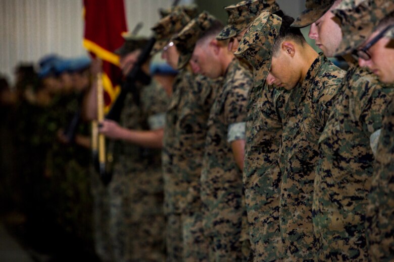 U.S. Marines with 1st Battalion, 8th Marine Regiment and 2nd Battalion, 8th Marine Regiment stand in formation with Romanian soldiers during the Black Sea Rotational Force transfer of authority on Mihal Kogalniceanu Air Base, Romania, Aug . 1, 2016. After six months, eight major exercises and more than 40 military-to-military engagements with 15 partner nations the Marines of 2/8, rotation 16.2,  relived 1/8,rotation 16.1. (U.S. Marine Corps photo by Lance Cpl. Timothy J. Lutz)