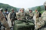 A Soldier of 2nd Infantry Division/ROK-US Combined Division briefs Gen. Mark A. Milley, U.S. Army Chief of Staff, on equipment systems and readiness Aug. 18, 2016 at Rodriguez Live Fire Center, South Korea. Milley visited troops in several locations on the peninsula and received updates on rotational brigade deployments, the combined US and ROK 2nd Infantry Division, and the relocation of U.S. Army units to Camp Humphreys. 