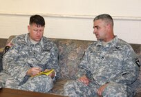 MUSCATATUCK URBAN TRAINING CENTER, Ind. - Army Reserve Public Affairs Soldier, Sgt. Quentin Johnson, interviewed Staff Sgt. Chad Field, of Echo Forward Support Company, 326th Brigade Engineer Battalion, 1st Brigade Combat Team on August 14th, 2016. Staff Sgt. Field discussed the methodology he brings to conducting Chemical Biological Radiological, and Nuclear training for his troops, in the 101st Airborne Division. (U.S. Army Reserve photo by Sergeant Michael Adetula, U.S. Army Reserve/Released)