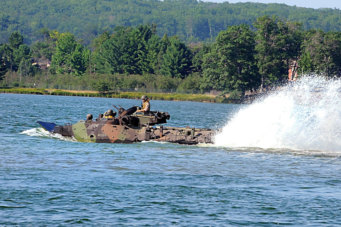 Marines rehearse amphibious assault operations on Lake Margrethe during Exercise Northern Strike 16 at Camp Grayling, Mich., Aug. 11, 2016. Michigan Army National Guard photo by Sgt. 1st Class Helen Miller