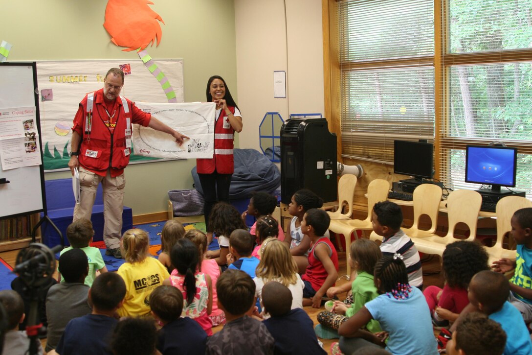 American Red Cross volunteers visited the Quantico Youth Center August 8 to present The Pillowcase Project, an emergency preparedness education session sponsored by Disney. Each child attending the presentation got to take home a pillowcase to fill with a personal emergency supply kit. 