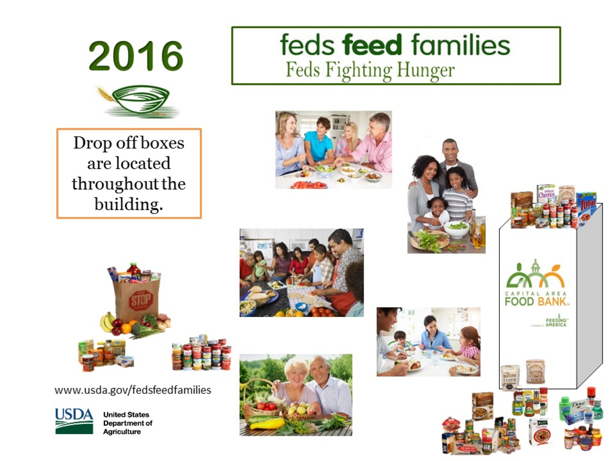 Feds feed families food drive, feds fighting hunger poster. (U.S. Air Force Courtesy graphic)