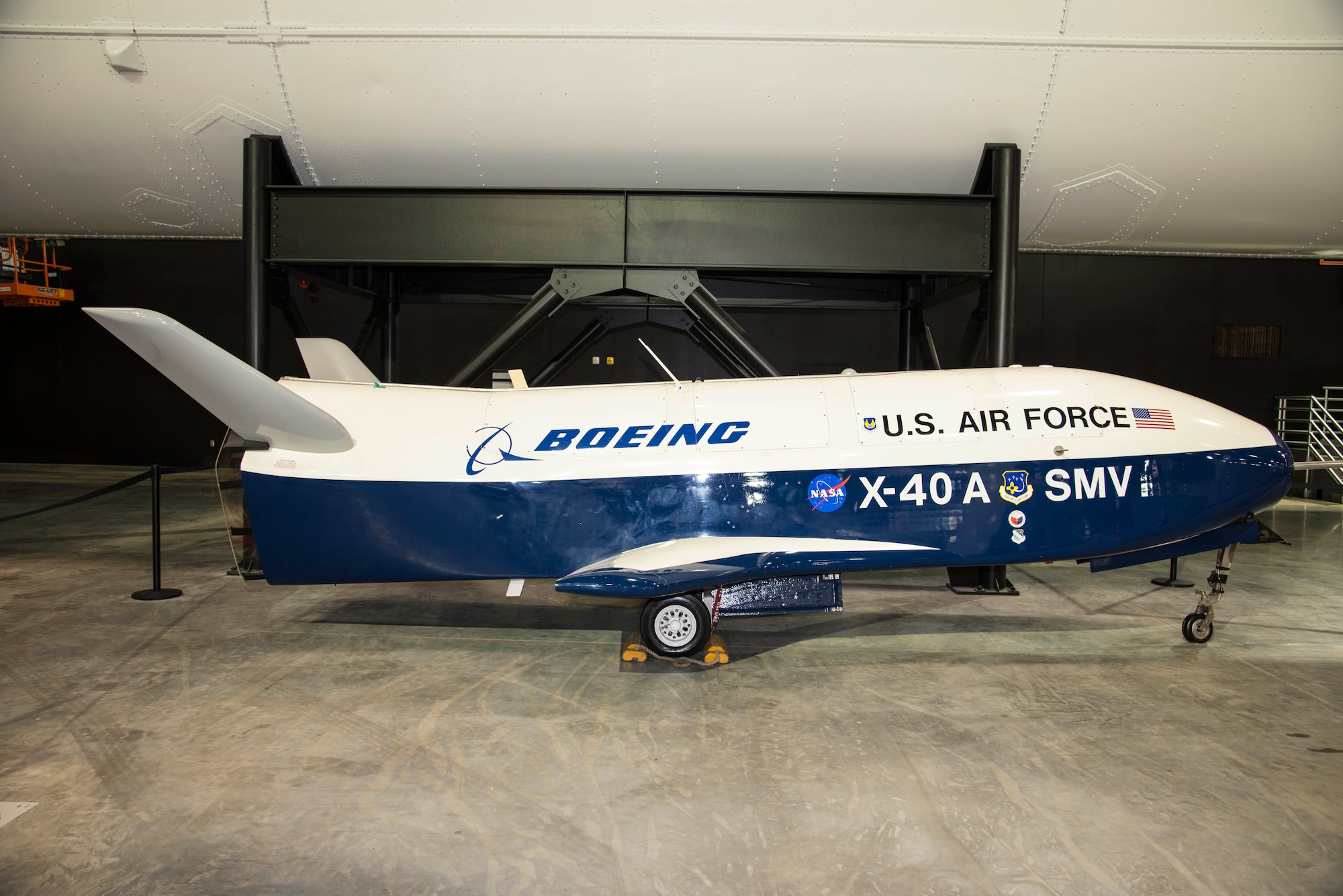 DAYTON, Ohio -- Boeing X-40A in the Space Gallery at the National Museum of the United States Air Force. (U.S. Air Force photo by Ken LaRock) 