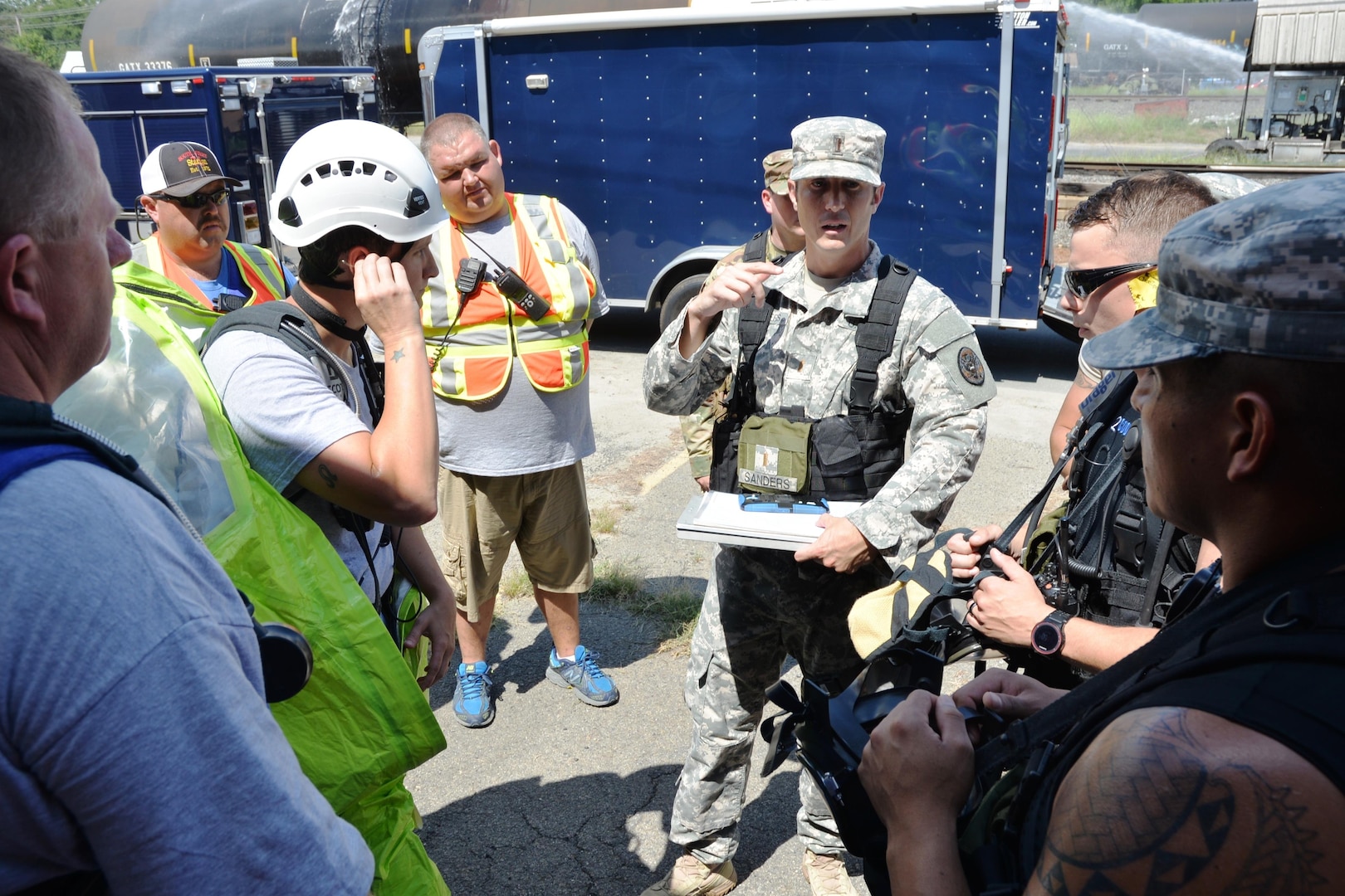 Operation Foothills Iron Horse at Rural Hall, North Carolina, Aug. 17, 2016, tests the readiness of the North Carolina National Guard's 42nd Civil Support Team to deploy for a joint response led by local first responders to natural and man-made chemical, biological, radiological and nuclear (CBRN) threats.  “Interoperability is the big thing so we can work together,” said Melton J. Sadler, director, Forsyth County Emergency Management Department.
