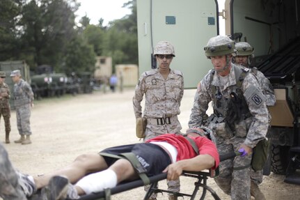 U.S. Army Reserve Soldiers train for Combat Casualty Care at Forward Operating Base Justice on Fort McCoy, Wis. on August 18, 2016. Nearly 7,000 service members from across the country are participating in the 86th Training Division's Combat Support Training Exercise at Fort McCoy, Wis. More than 100 units from across the Army, the Air Force, the Navy, the Marines, and the Canadian Army are training at the 84th Training Command's final exercise of 2016. (U.S. Army Photo by Sgt. Tierney P. Curry/Released)