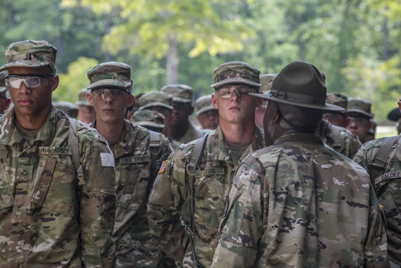 New Soldiers arriving for their first day of Basic Combat Training, Aug. 19, with Company F, 1st Battalion, 34th Infantry Regiment on Fort Jackson, S.C. are "welcomed" by drill sergeants from both the U.S. Army and U.S. Army Reserve. The reserve drill sergeants are from the 98th Training Division  (IET), 108th Training Command (Initial Entry Training) currently fulfilling their 29-day annual training commitment. (U.S. Army Reserve photo by Sgt. 1st Class Brian Hamilton/ released)