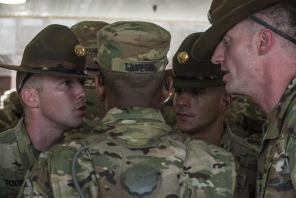 New Soldiers arriving for their first day of Basic Combat Training, Aug. 19, with Company F, 1st Battalion, 34th Infantry Regiment on Fort Jackson, S.C. are "welcomed" by drill sergeants from both the U.S. Army and U.S. Army Reserve. The reserve drill sergeants are from the 98th Training Division  (IET), 108th Training Command (Initial Entry Training) currently fulfilling their 29-day annual training commitment. (U.S. Army Reserve photo by Sgt. 1st Class Brian Hamilton/ released)