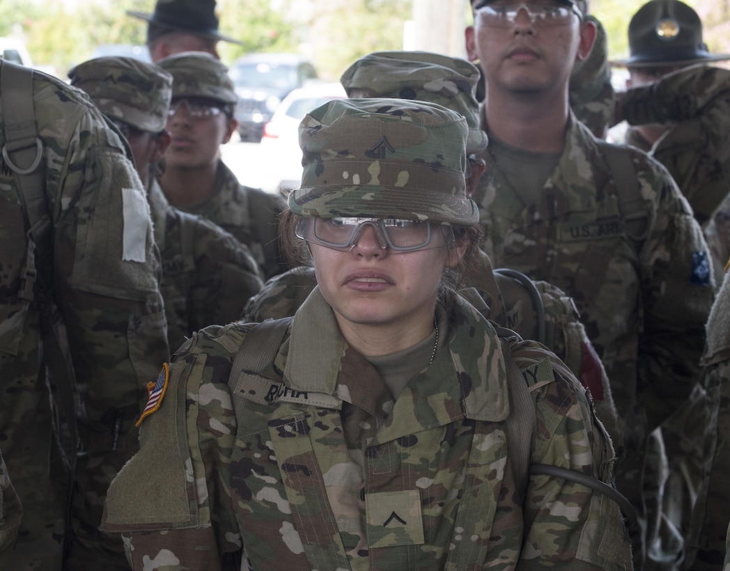 New Soldiers arriving for their first day of Basic Combat Training, Aug. 19, with Company F, 1st Battalion, 34th Infantry Regiment on Fort Jackson, S.C. are "welcomed" by drill sergeants from both the U.S. Army and U.S. Army Reserve. The reserve drill sergeants are from the 98th Training Division  (IET), 108th Training Command (Initial Entry Training) currently fulfilling their 29-day annual training commitment. (U.S. Army Reserve photo by Sgt. 1st Class Brian Hamilton/ released)