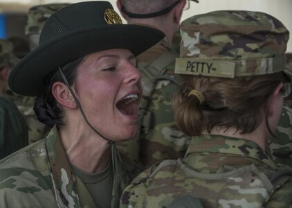 New Soldiers arriving for their first day of Basic Combat Training, Aug. 19, with Company F, 1st Battalion, 34th Infantry Regiment on Fort Jackson, S.C. are "welcomed" by drill sergeants from both the U.S. Army and U.S. Army Reserve. The reserve drill sergeants are from the 98th Training Division  (IET), 108th Training Command (Initial Entry Training) currently fulfilling their 29-day annual training commitment. (U.S. Army Reserve photo by Sgt. 1st Class Brian Hamilton/ released)