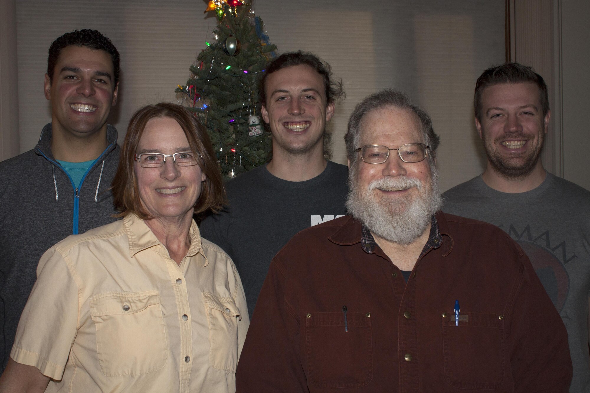 U.S. Navy Lt. Samuel Deedy, a pilot assigned to Electronic Attack Squadron 135, Naval Air Station Whidbey Island, Wash., is pictured with his family Dec. 25, 2015, at his home in Wasilla, Alaska. Deedy said he always wanted to be a pilot and his family has been his biggest support. (Courtesy photo)