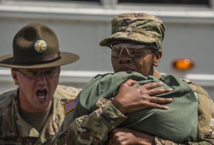 New Soldiers arriving for their first day of Basic Combat Training, Aug. 19, with Company F, 1st Battalion, 34th Infantry Regiment on Fort Jackson, S.C. are "welcomed" by drill sergeants from both the U.S. Army and ‎U.S. Army Reserve. The reserve drill sergeants are from the 98th Training Division  (IET), 108th Training Command (Initial Entry Training) currently fulfilling their 29-day annual training commitment. (U.S. Army Reserve photo by Sgt. 1st Class Brian Hamilton/ released)