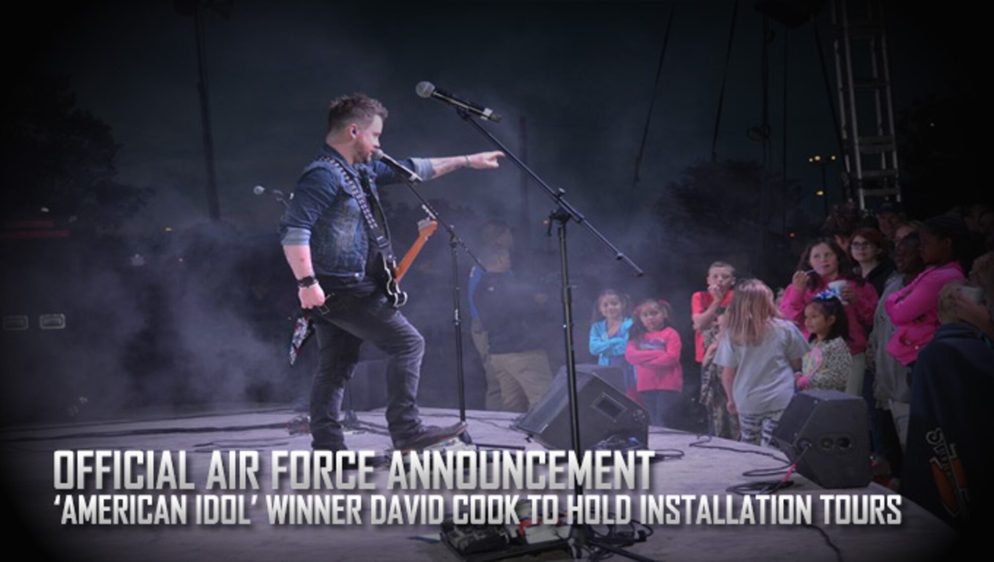 David Cook performs May 14 at Wings of Freedom Park at Altus AFB, Oklahoma. Cook visited Altus as part of his concert tour to raise the morale of the men and women who serve here. (Courtesy Photo)