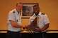From left, German air force Lt. Gen. Joachim Wundrak, commander of German Air Operations Command, receives a tail flash memento from U.S. Air Force Maj. Gen. Richard M. Clark, Eighth Air Force commander, Aug. 19, 2016. During Wundrak's visit to Barksdale AFB, La., he received a tour of a B-52 Stratofortress, the 608th Air Operations Center and B-52 weapons systems and load trainers. (U.S. Air Force photo by Amn Alexis Schultz)  