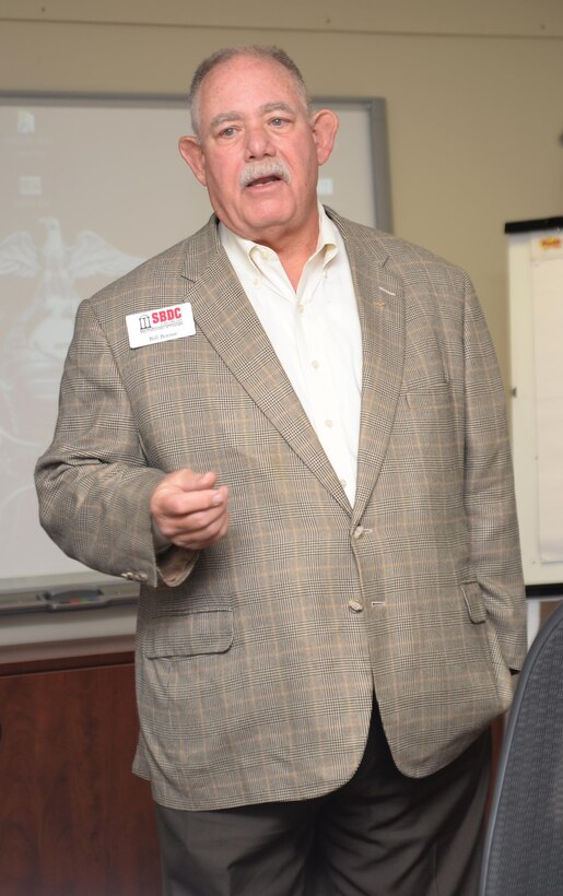 Bill Boone, entrepreneur outreach specialist, University of Georgia, Small Business Development Center, facilitates a Boots-2-Business Workshop session at Marine Corps Logistics Base Albany’s Lifelong Learning Center, recently. Boone is credited with being the catalyst for developing the program and for bringing it to Georgia. The Boots-2-Business trains over 25,000 veterans per year, according to Boone.
