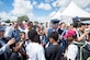 Staff Sgt. Alexander Wilson, U.S. Air Force Honor Guard Drill Team member, shows his M1-Garand rifle to the crowd after a four-man performance during the 58th Annual Chicago Air and Water Show on the shoreline of Lake Michigan in Chicago Aug. 21, 2016. The show’s headliners were the USAF Thunderbirds, U.S. Army Golden Knights and the U.S. Navy Leap Frogs. (U.S. Air Force photo by Senior Airman Ryan J. Sonnier)