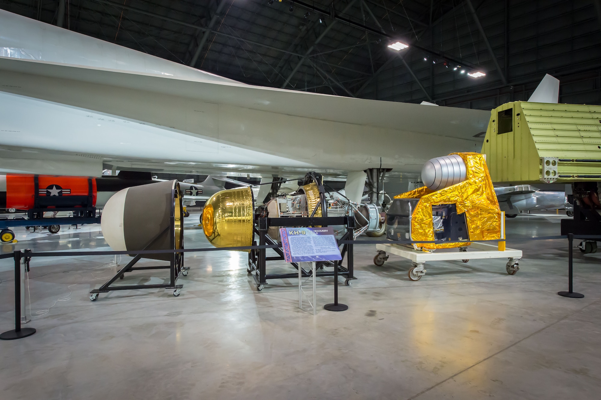 DAYTON, Ohio -- The HEXAGON KH-9 Reconnaissance Satellite in the Space Gallery at the National Museum of the U.S. Air Force. (U.S. Air Force photo by Jim Copes)
