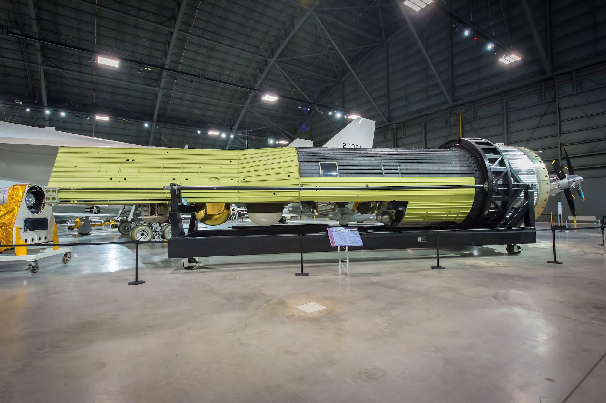 DAYTON, Ohio -- The HEXAGON KH-9 Reconnaissance Satellite in the Space Gallery at the National Museum of the U.S. Air Force. (U.S. Air Force photo by Jim Copes)
