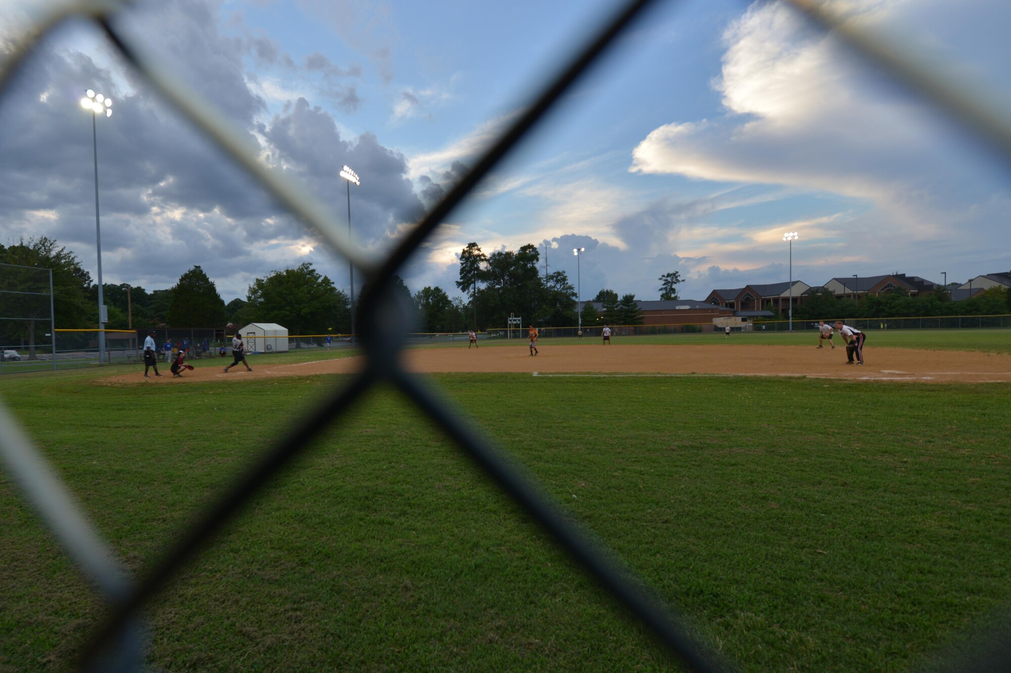 The Langley and Fort Eustis All-Stars compete in the Joint Base Langley-Eustis Commander’s Cup Softball Championship at Fort Eustis, Va., Aug. 17, 2016. The All-Stars game was held as part of the on-going Commander’s cup competition and gathered the best players from the 2016 JBLE intramural softball season. (U.S. Air Force photo by Staff Sgt. Nastasha Stannard)