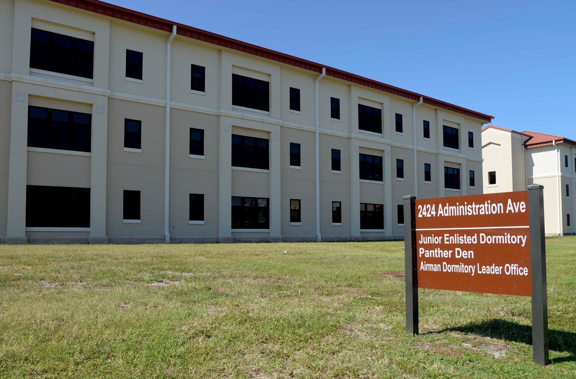 The Junior Enlisted Dormitory at MacDill Air Force Base, Fla., houses more than 300 personnel. It is the responsibility of the Airman Dorm Leaders to act as facility managers, leaders and mentors simultaneously to ensure the Airmen have everything they need. (U.S. Air Force photo by Senior Airman Vernon L. Fowler Jr.)