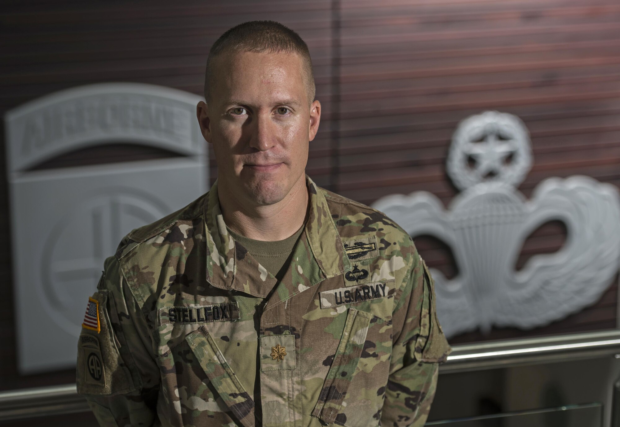 Army Maj. Travis Stellfox arranges airdrop operations for the 82nd Airborne Division, consolidating requests from across the division. The 82nd AD is the military's largest parachute force with roughly 19,000 troops. (U.S. Air Force photo/Master Sgt. Brian Ferguson)