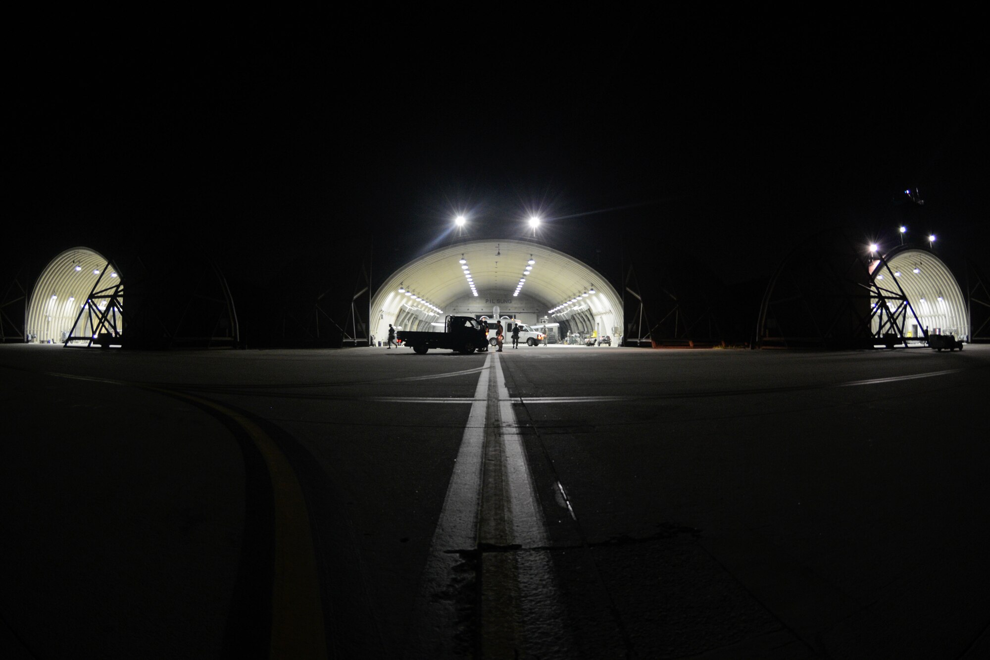 A-10 Thunderbolt IIs are stored in hardened aircraft shelters during preflight inspections for Exercise Beverly Herd 16-2 at Osan Air Base, Republic of Korea. BH 16-2 is an exercise designed to test unit capabilities during wartime operations. The A-10 aircraft provides close air support, air strike control and combat search and rescue to the 51st Fighter Wing in support of the defense of the ROK. (U.S. Air Force photo by Senior Airman Dillian Bamman)