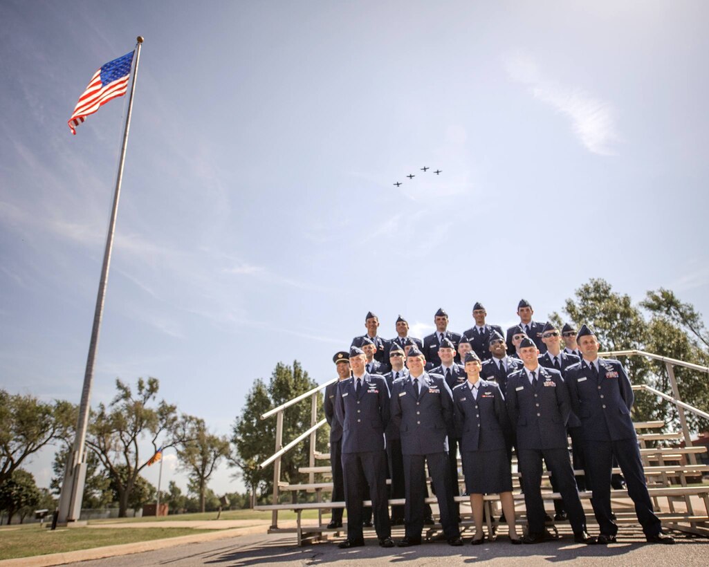 Twenty new pilots graduated Specialized Undergraduate Pilot Training Class 16-13 Aug. 19 at Vance Air Force Base, Oklahoma. Following approximately a year of training, the students will join units in the active-duty U.S. Air Force, Air Force Reserve and the Republic of Singapore Air Force. (U.S. Air Force photo/ David Poe)