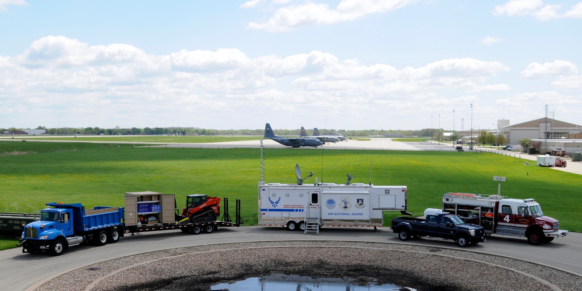 Vehicles used in responding to Domestic Operations (DOMOPS) events are displayed at the 182nd Airlift Wing in Peoria, Ill. on  April 30, 2015. The display was part of America's PrepareAthon!, a grassroots campaign for action to increase community preparedness and resilience. (U.S. Air National Guard photo by Tech. Sgt. Todd Pendleton)