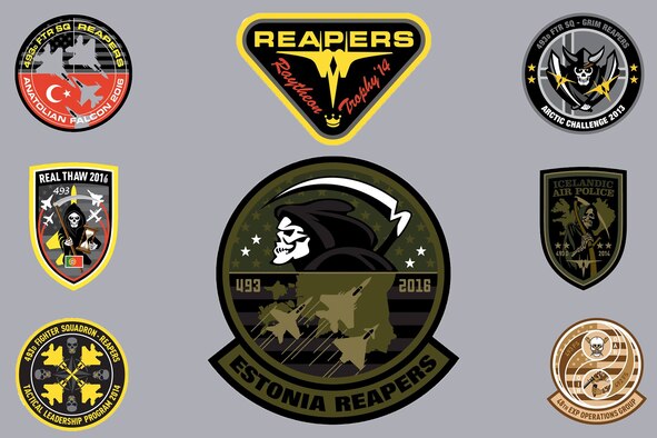 Patrick van Dam, a Dutch freelance photographer and graphic designer, has designed approximately 25 patches for the 493rd Fighter Squadron based out of Royal Air Force Lakenheath, England. Van Dam has been designing patches for the squadron for approximately 15 years. (U.S. Air Force graphic by Senior Airman Erin Trower/Released)