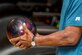 A bowler prepares to take his turn at the Bowling Center at Fort Eustis, Va., Aug. 23, 2016. The bowling center is one of several services such as fitness centers, stables and teen centers that the 633rd Force Support Squadron offers to Service members, their families, retirees and civilians. (U.S. Air Force photo by Airman 1st Class Derek Seifert)