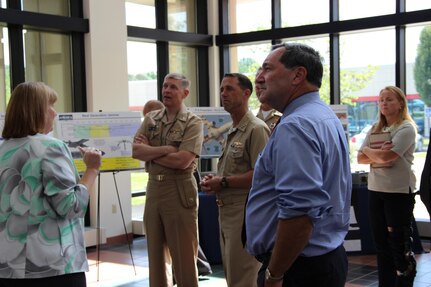 Naval Surface Warfare Center (NSWC) Crane Division Spectrum Warfare Systems Department Deputy Director, Ms. Erika White, provides an Electronic Warfare (EW) and Radar Technologies overview to Chief of Naval Operations (CNO) Adm. John Richardson at NSWC Crane Division's CNO visit. NSWC Crane Division is the Department of Defense's (DoD) largest organic EW capability and leads efforts related to today's Navy, the next Navy, and the Navy after next, and has done so since the late 1950's.