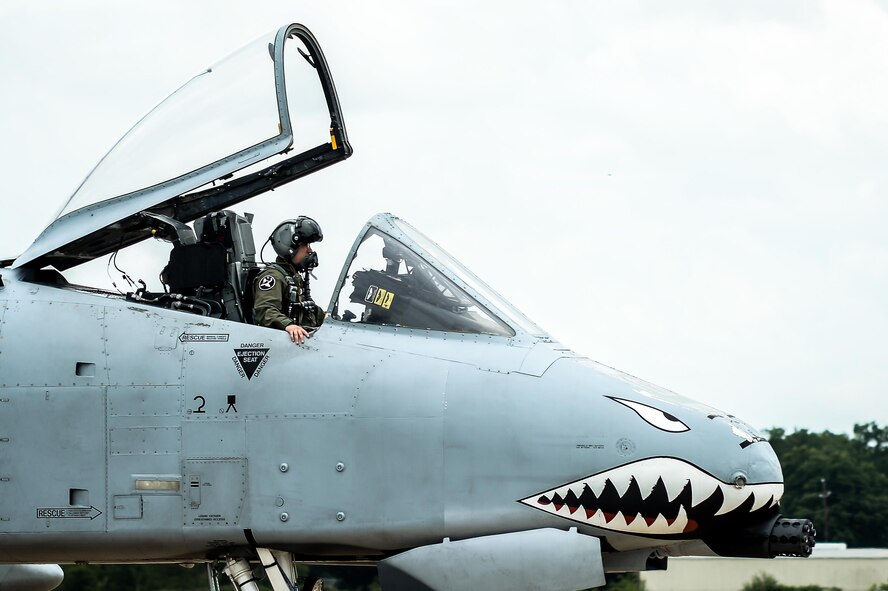 An A-10 Thunderbolt II Pilot with the 75th Fighter Squadron at Moody Air Force taxis at Barksdale Air Force Base, La., Aug. 19, 2016. Four A-10s are participating in Exercise Green Flag East  providing crews with the opportunity to train in a simulated, high-threat environment, while providing maintenance and support personnel an increased tempo in generating fully mission-capable combat aircraft  (U.S. Air Force photo/Senior Airman Mozer O. Da Cunha)