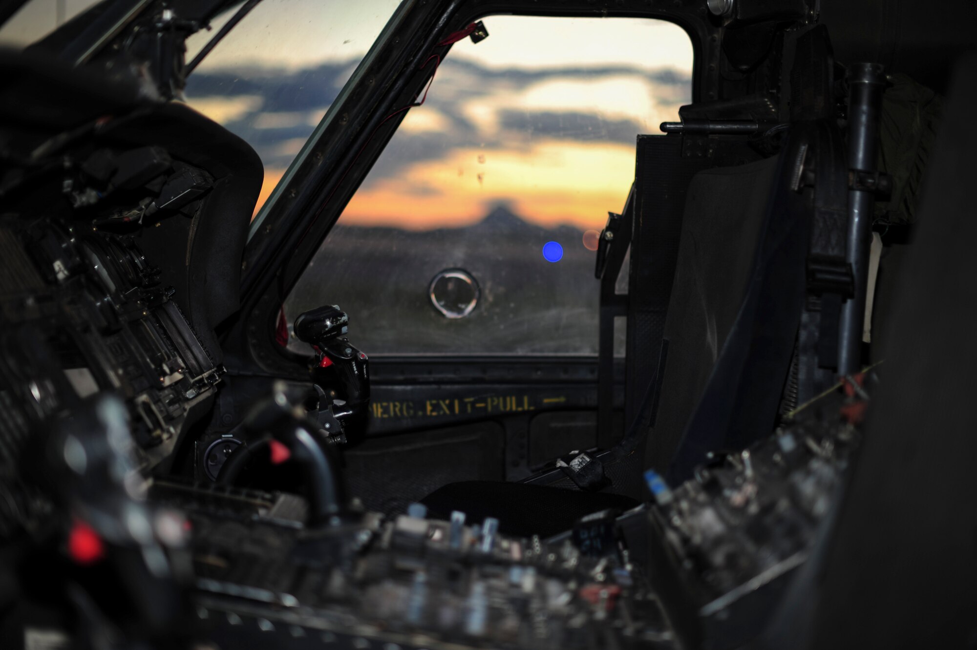An HH-60G Pave Hawk sits on the flight line at Davis-Monthan Air Force Base, Ariz., Aug. 23, 2016. The HH-60 is tasked to perform military operations, including civil search and rescue, medical evacuation, disaster response and humanitarian assistance. (U.S. Air Force photo by Airman Nathan H. Barbour)