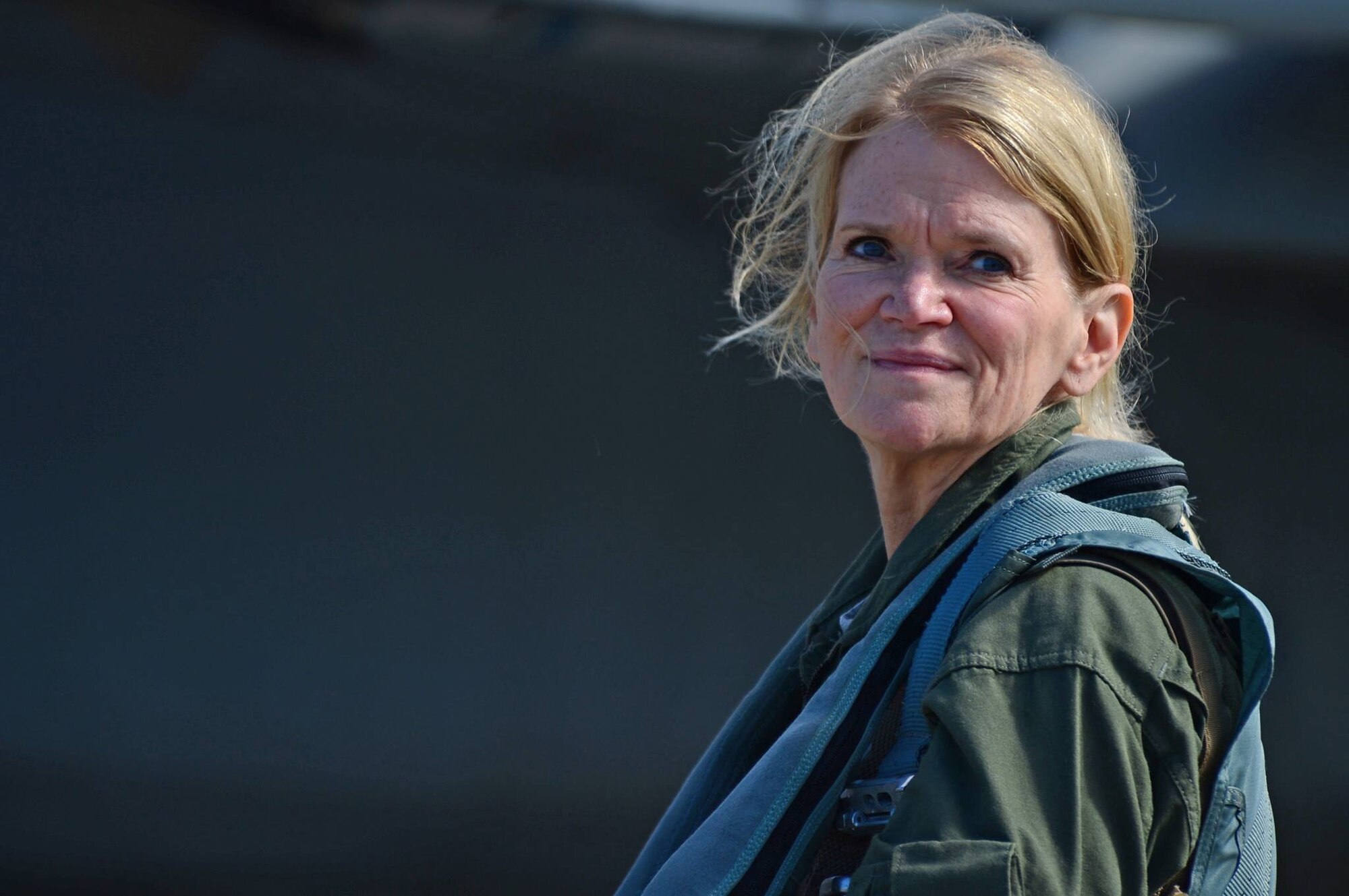 Martha Raddatz, ABC News chief global affairs correspondent, prepares for a familiarization flight in a 493rd Fighter Squadron F-15D Eagle at Ämari Air Base, Estonia, Aug. 24, 2016. Raddatz flew alongside the 493rd FS and 194th EFS to become familiar with the aircraft’s capabilities during the squadron’s multilateral flying training deployment. (U.S. Air Force photo by Senior Airman Erin Trower/Released)