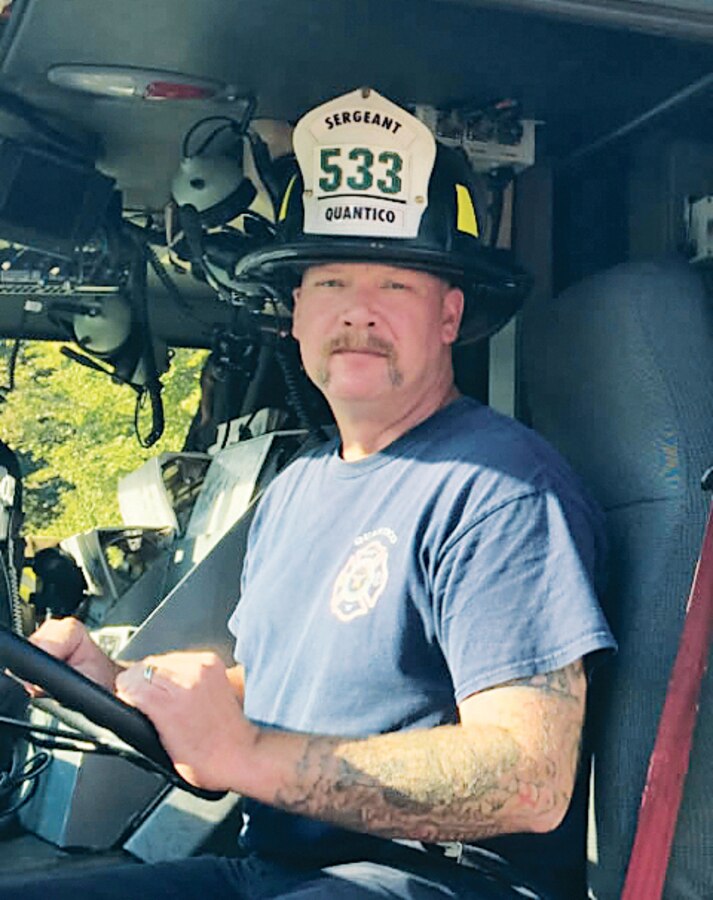 Sergeant Steven Denton, a nine year veteran with MCB Quantico Fire and Emergency Services, helped rescue an 83-year old participant in the Quantico Triathlon on August 20, 2016.