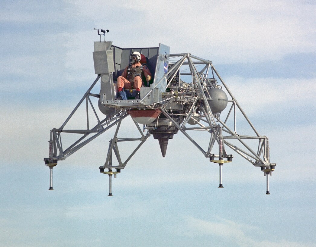 A NASA Lunar Landing Research Vehicle like this one will also be transferred to the Air Force Flight Test Museum in the near future. The LLRVs were created by a predecessor of NASA's Armstrong Flight Research Center here at Edwards to study and analyze piloting techniques needed to fly and land the tiny Apollo Lunar Module in the moon's airless environment. Armstrong was known as NASA's Flight Research Center from 1959 to 1976. Success of the LLRVs led to the building of three Lunar Landing Training Vehicles used by Apollo astronauts at the Manned Spacecraft Center in Houston, predecessor of NASA's Johnson Space Center.
(NASA photo)