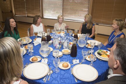 Dawn Goldfein, spouse of U.S. Air Force Chief of Staff Gen. David L. Goldfein, speaks with Joint Base San Antonio Key Spouses during her visit to JBSA-Randolph Aug. 23, 2016.  Goldfein’s visit gave the opportunity for interactive dialogue to allow greater understanding of the successes, issues, concerns and overall culture for families in JBSA. 