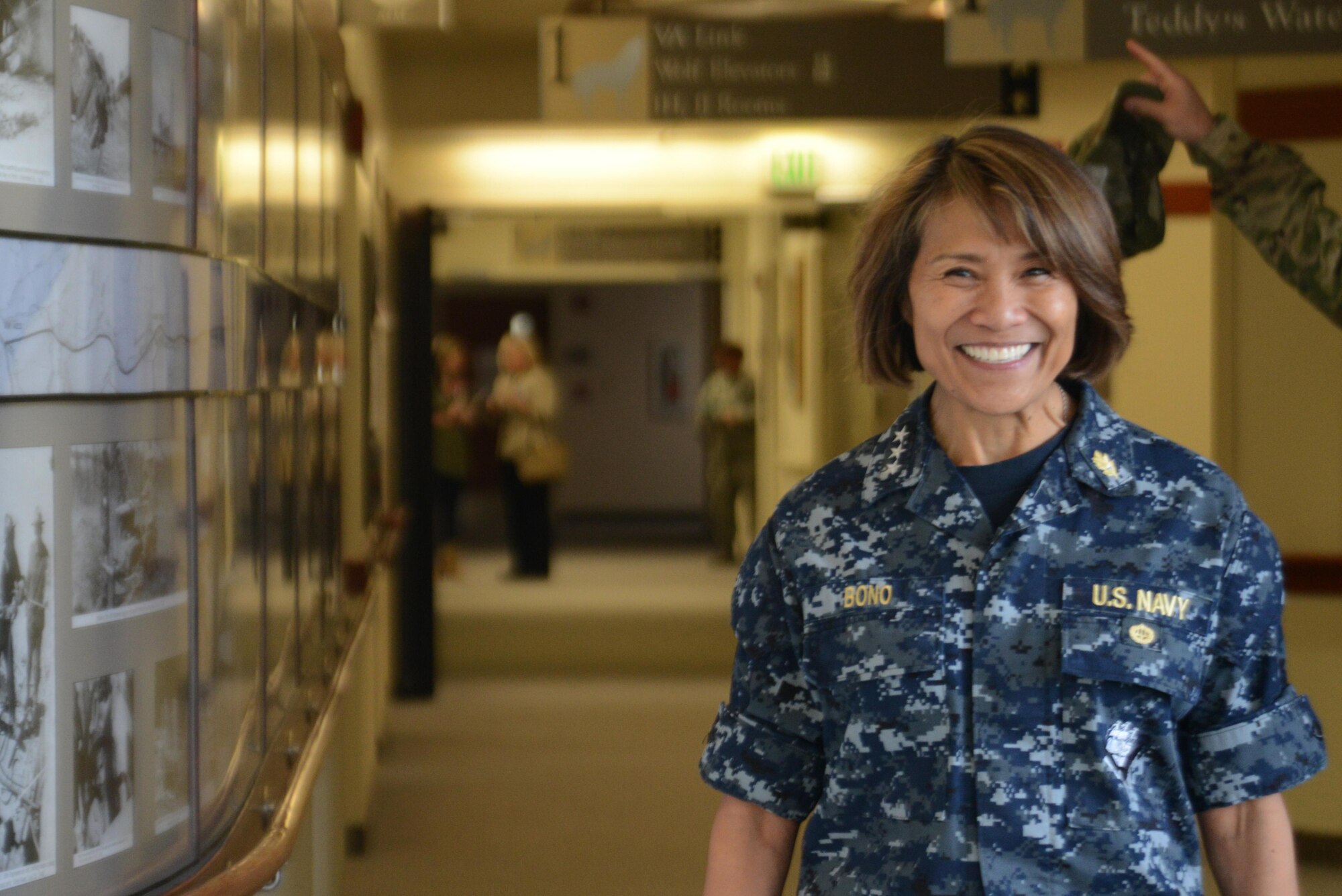 Vice Adm. Raquel Bono, Defense Health Agency director, tours the Joint Base Elmendorf-Richardson hospital, Alaska, Aug. 18, 2016. The DHA is a joint agency that enables Army, Navy and Air Force medical services to provide a healthy force in both peacetime and war. (U.S. Air Force photo by Airman 1st Class Christopher R. Morales)